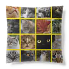 funny-boneの猫にゃ パッチワーク風 cat patchwork イエロー yellow Cushion