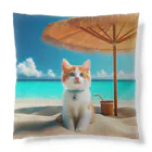 猫と紡ぐ物語の南国の海で一時のバカンスを楽しむ Cushion