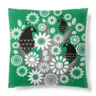 echicaのGreen Tree Black Bird Cushion