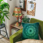 💖宇宙整体♪🌈♪こころからだチャンネル♪💖の母星回帰曼荼羅　moss green version Cushion