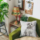 【CPPAS】Custom Pet Portrait Art Studioの マルチーズドッグ - レンガブロック背景 Cushion