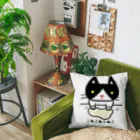 こねこねこねこのこねこねこねこ(黒ハチワレ) Cushion