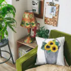 Fred HorstmanのWatering bucket and sunflowers  じょうろ と ひまわり Cushion