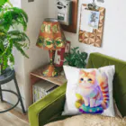 dolphineの上目遣いで見上げるrainbow cute cat Cushion