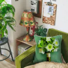 フラワーアイテムのグリーンバックのグリーンブーケ Cushion