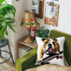 浪漫千代（ロマチョんの店）のEnglish bulldog riding a skateboard Cushion