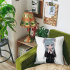 ケモ耳美少女キツネちゃん（AIart）の獣の耳と美しい青い目少女 Cushion