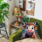 〇〇アートワークスのウシ君 Cushion