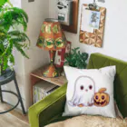 Vasetti_pressの可愛いおばけとカボチャ Cushion