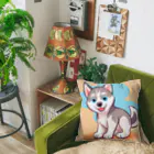 gobosyokaiのかわいいハスキーの子犬のイラストグッズC Cushion