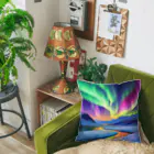 のんびりアート工房の北極のオーロラ Cushion