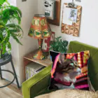 ネオンストリートANIMALの三毛猫#1【ネオンストリートcat】 Cushion