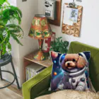 ワンちゃん大好きの宇宙に挑戦するトイプードル Cushion