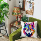MK's SOLUTIONのカラフルなおおかみ Cushion