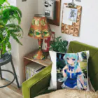 AIオリジナルイラスト　美女男子の青い髪の美少女エルフ Cushion