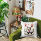 恥ずかしがり屋のねこショップの猫とお花 Cushion