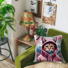 オシャンな動物達^_^の桜舞うなかオシャン猫 Cushion