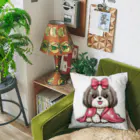 ワンコとにゃんちゃんズの毛布にくるまるシーズー Cushion