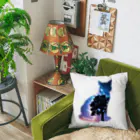 猫との風景の星空と猫_008 Cushion