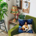 Dog Art Museumの【星降る夜 - ウェルシュコーギー犬の子犬 No.2】 Cushion