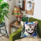 猫との風景の水彩_猫と森001 Cushion