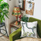 猫との風景の立ち上がる枠ねこ_緑 Cushion