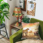 かるるんショップのサバンナのとある日の風景シリーズ　いくべきかいかざるべきか。。。。 Cushion