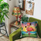 miamissioneのmiamissione オリジナル - ヘッドセットでノリノリの夢見るフラミンゴ - Cushion