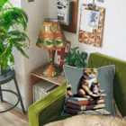 三毛猫shopの本を読む猫 Cushion