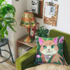 キュート＆クールのアニメ調・花畑の猫 Cushion