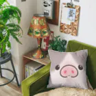 しらたまちゃんSHOPu〜🐽のお顔とお尻 しらたまちゃんドアップ Cushion