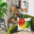 まめるりはことりのボタンインコ　おすましルリゴシボタンインコ【まめるりはことり】 クッション