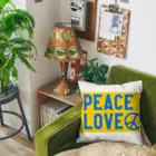 サトオのウクライナ色PEACE LOVEピースマーク（Peace symbol） クッション