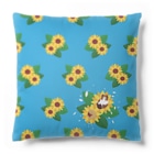 Kotetsu diary(SUZURI店)のシェルティ＆ダックス×ひまわり Cushion