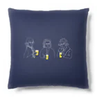 ビールとアート TM-3 Designの偉人 × BEER（三人の音楽家）白線画-インディゴ Cushion