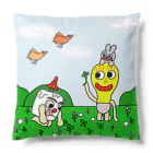 須田ふくろうの「キャンドルくんとライトくん」四つ葉のクローバー Cushion