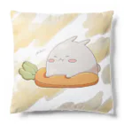 びすこっていのムムッとしているまるまるつるっとしたうさぎ Cushion