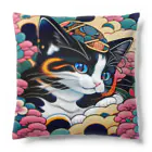 マッケンデジタルワールドの葛飾猫斎　猫名黒雪　浮世絵lofiアートパンクシティ　かわいいねこ Cushion