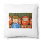 PETDOGSの達磨と少年 「Japanese folk art」 Cushion