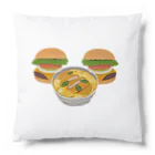 徳原旅行先のお土産屋さんのかつ丼とハンバーガー２個 Cushion