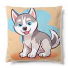 gobosyokaiのかわいいハスキーの子犬のイラストグッズC Cushion