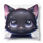 niko&PANDA shopのかわいい黒猫のクローズアップイラスト Cushion