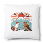 ねこ鉄道の猫と一富士二鷹三トマト Cushion