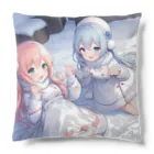 WAのお店の雪遊びする女の子 Cushion