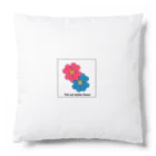 BLUE MINDのピンクの花と青い花　クッション Cushion