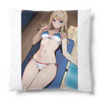 AIオリジナルイラスト　美女男子の金髪で美人な彼女 Cushion