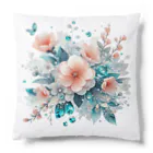 レベルUPの桃の花×エメラルド Cushion