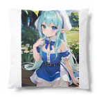 AIオリジナルイラスト　美女男子の青い髪の美少女エルフ Cushion