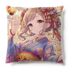 推しの美少女とアイドルのお祭りを楽しむ浴衣美少女 Cushion