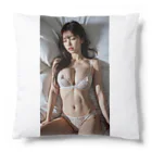 BeautifulLadyCollectionTokyoの恍惚とした表情で目を閉じる、白い下着のAI美女 Cushion